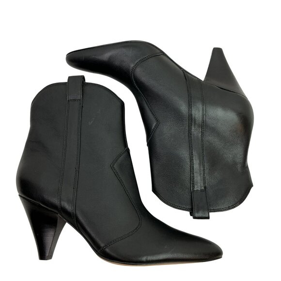 Marc Fisher Carissa Heeled Western Leather Bootie Womens 8M Pointed Toe Black NW - Picture 4 of 12